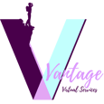 Letter V with a hiker positioned on it as a business logo